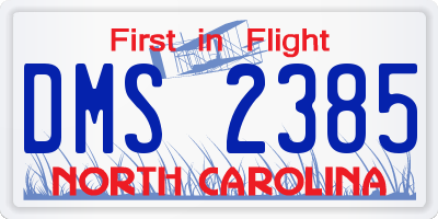 NC license plate DMS2385