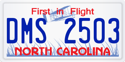 NC license plate DMS2503
