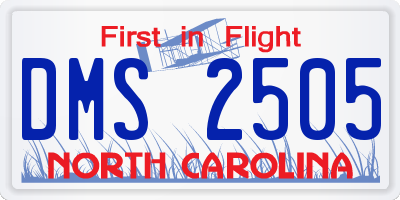 NC license plate DMS2505