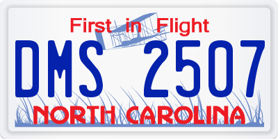 NC license plate DMS2507