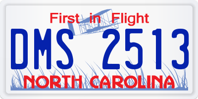 NC license plate DMS2513