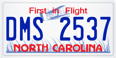 NC license plate DMS2537