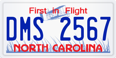 NC license plate DMS2567