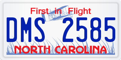 NC license plate DMS2585