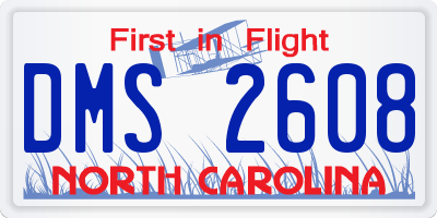 NC license plate DMS2608