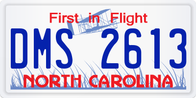 NC license plate DMS2613