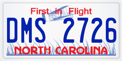 NC license plate DMS2726