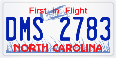 NC license plate DMS2783