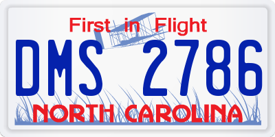 NC license plate DMS2786