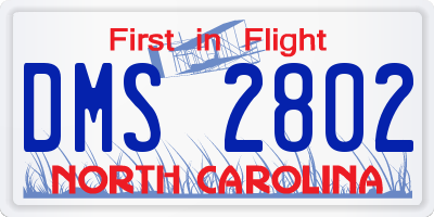 NC license plate DMS2802