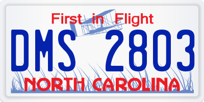 NC license plate DMS2803