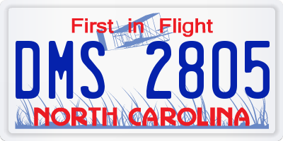 NC license plate DMS2805
