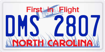 NC license plate DMS2807