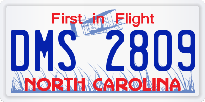 NC license plate DMS2809