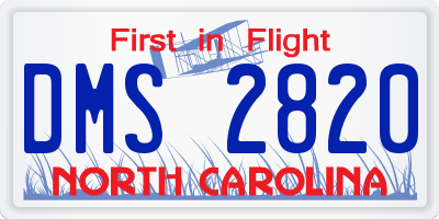 NC license plate DMS2820