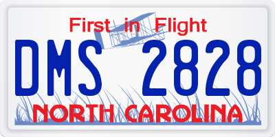 NC license plate DMS2828