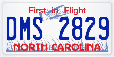 NC license plate DMS2829