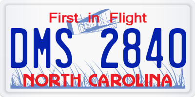 NC license plate DMS2840