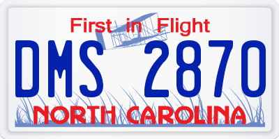 NC license plate DMS2870