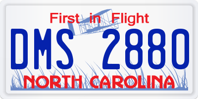 NC license plate DMS2880