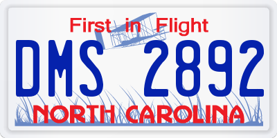 NC license plate DMS2892
