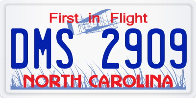 NC license plate DMS2909