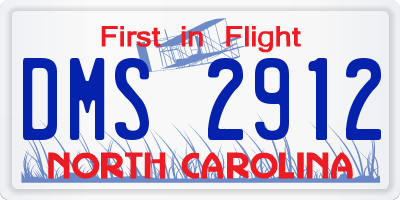 NC license plate DMS2912