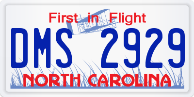 NC license plate DMS2929