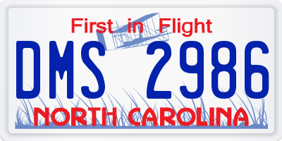 NC license plate DMS2986