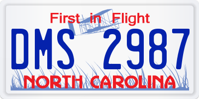 NC license plate DMS2987