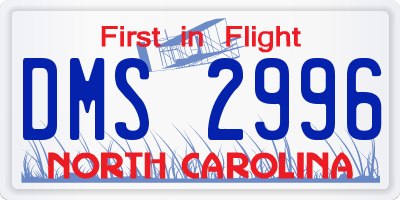 NC license plate DMS2996