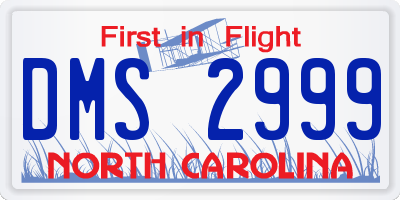 NC license plate DMS2999