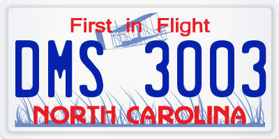 NC license plate DMS3003
