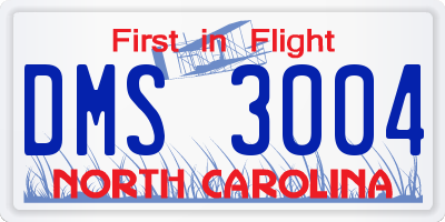 NC license plate DMS3004