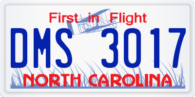 NC license plate DMS3017