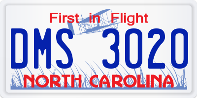 NC license plate DMS3020