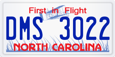 NC license plate DMS3022