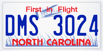 NC license plate DMS3024