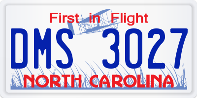 NC license plate DMS3027