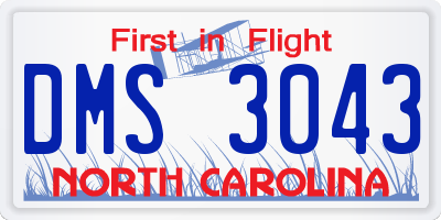 NC license plate DMS3043