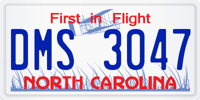 NC license plate DMS3047