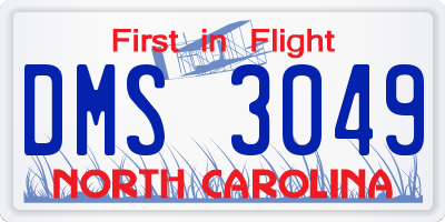NC license plate DMS3049