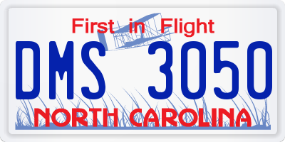 NC license plate DMS3050