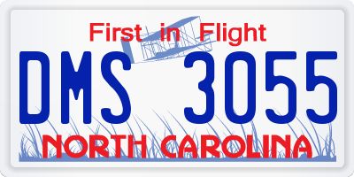 NC license plate DMS3055