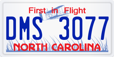 NC license plate DMS3077