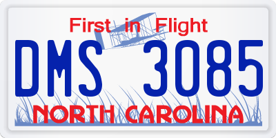 NC license plate DMS3085