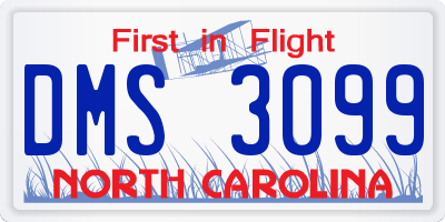 NC license plate DMS3099