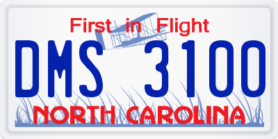 NC license plate DMS3100
