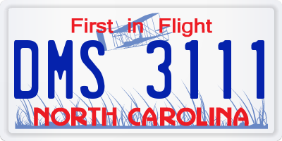 NC license plate DMS3111