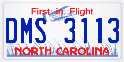 NC license plate DMS3113